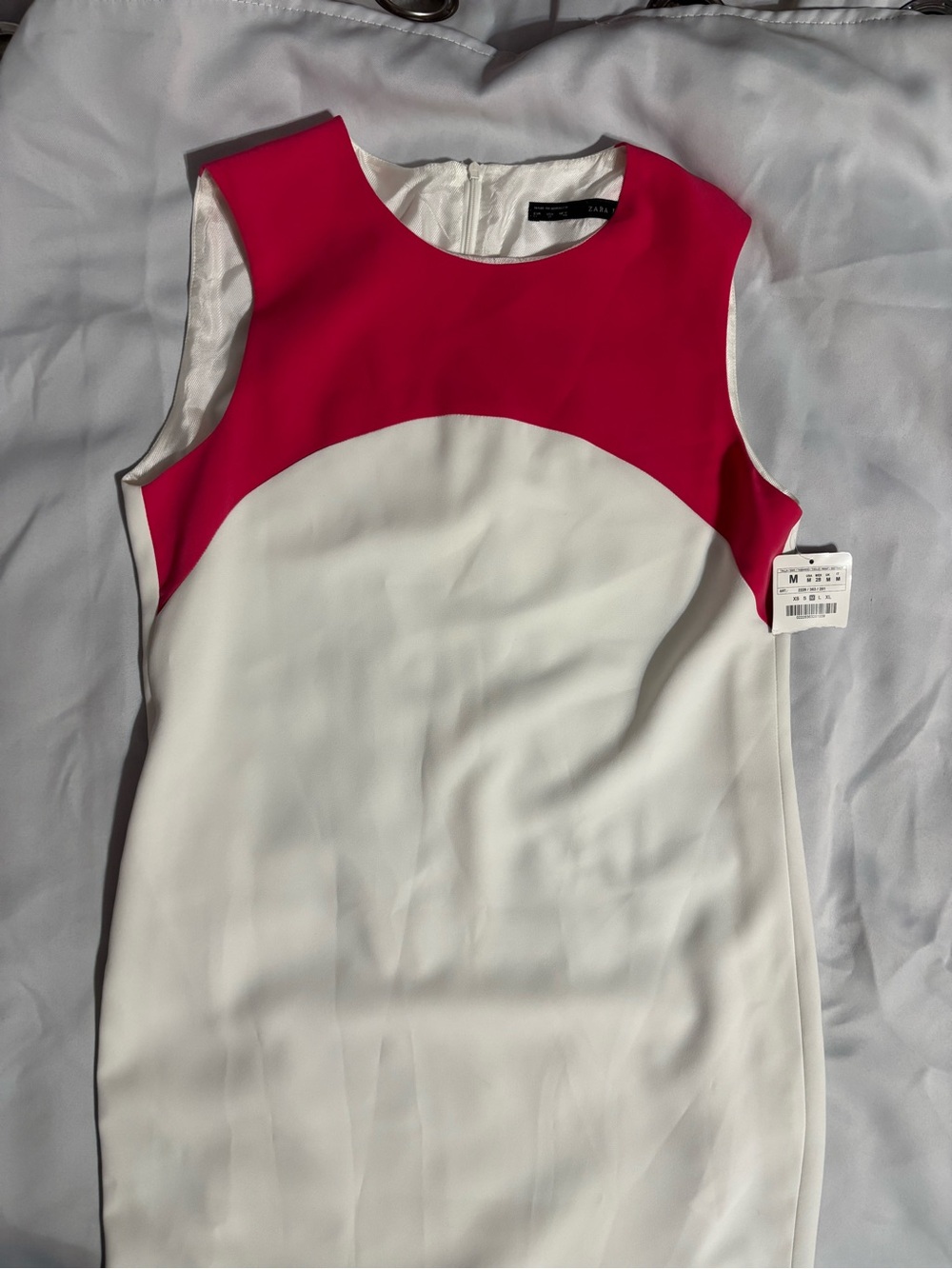 Zara Hot Pink and White Colorblock Sleeveless Tunic